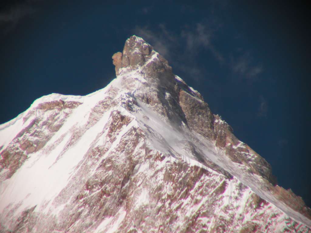 Manaslu 07 14 Manaslu East Pinnacle Close Up From Pung-gyen Gompa Heres a close up of the East Pinnacle (7992m) of Manaslu from the Pung-gyen gompa (3870m).